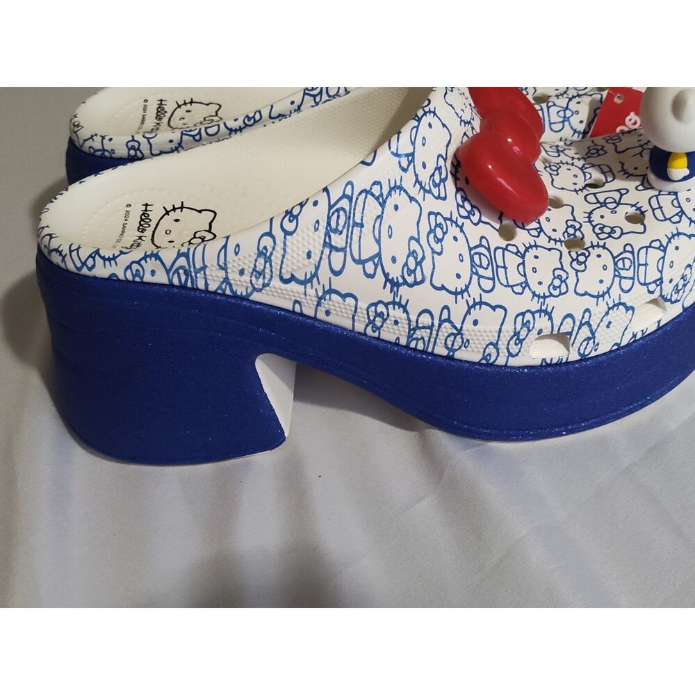 Hello Kitty x Crocs Siren Clog Platform Sandals Blue Glitter Women 11 New - Picture 15 of 16